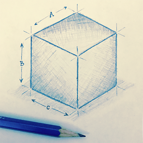 Cube sketch blue
